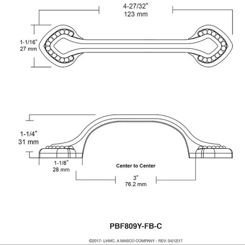 Liberty Drawer Pull 3 Inch Cabinet Double Beaded Handle Bar Coastal Zinc Black - Bild 4 von 8