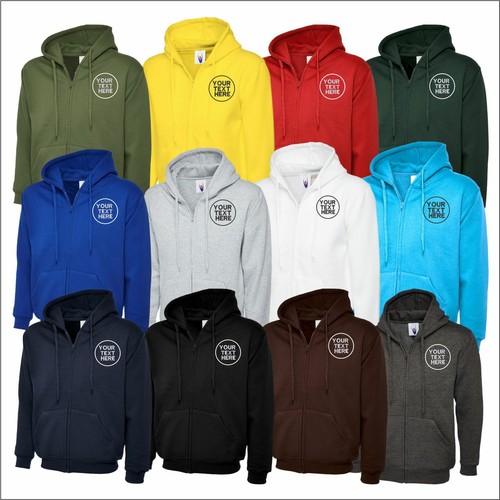 Personalised Custom Embroidered Text Full Zipped Pullover Hoodie Workwear TOP - Picture 3 of 19