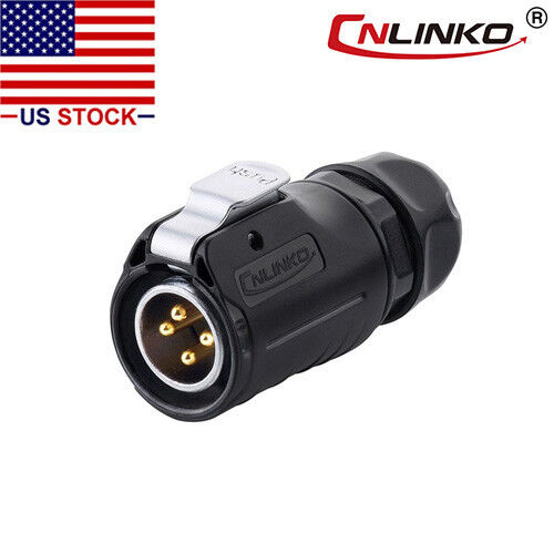 Conector circular de señal de alimentación de 4 pines enchufe macho exterior impermeable IP67 - Imagen 1 de 5