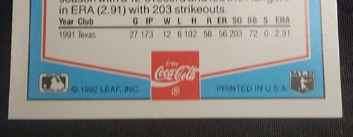 Nolan Ryan Coca~Cola 1992 Career Series Card #25 of 26 - Picture 6 of 9