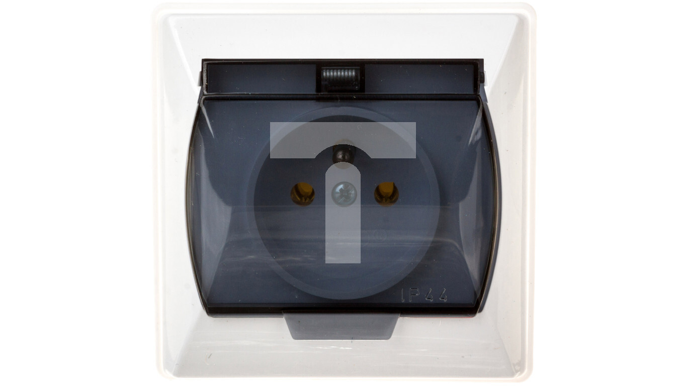 AKCENT Splashproof socket w / u IP44 transparent flap white GPH-1AZ / 00  /T2UK