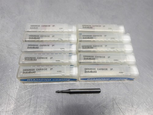 10 NEW! YG 2mm Carbide Endmill W/Diamond Coating 2F 40mm OAL GE926020