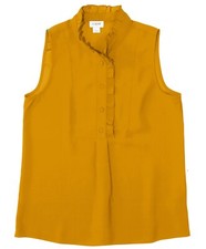 J.Crew Factory Women's 2 - NWT 54 Saffron Yellow Ruffle-Trim Henley Tank Blouse