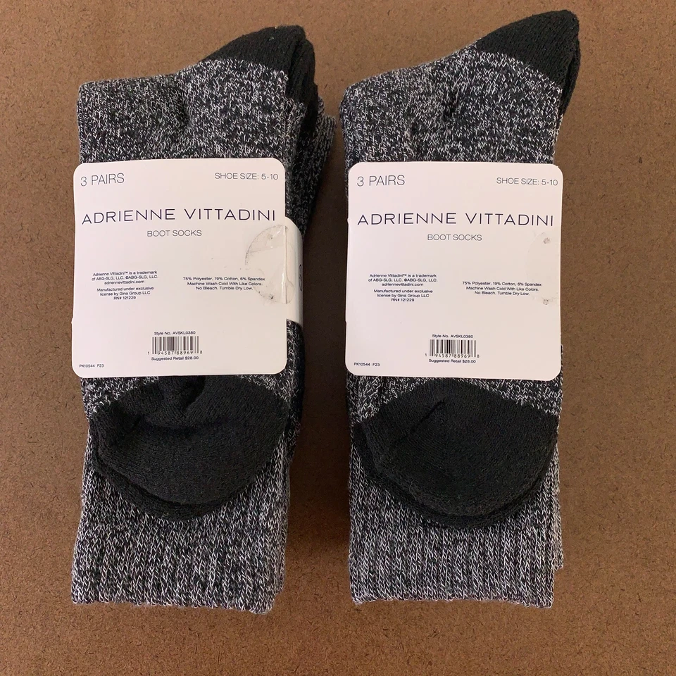 Zapato para mujer Adrienne Vittadini talla 5-10 gris a rayas calcetines bota 6 pares nuevo con etiquetas Foto 4 de 4