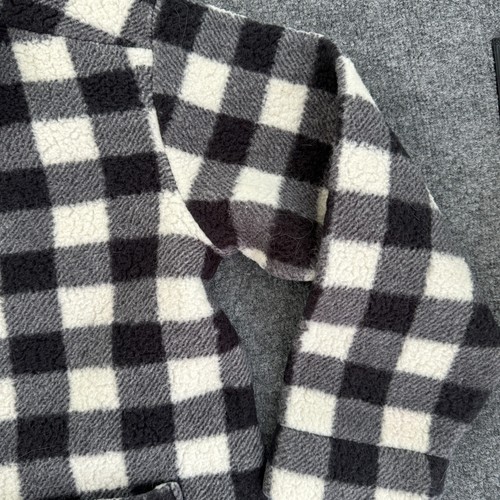 Lee Buffalo Plaid Coat Size L Oversized Fuzzy Cozy Black White Womens Jacket - Picture 7 of 15
