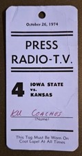 Kansas Jayhawks Iowa State Cyclones Football Ticket 10/26 1974 QB Hardeman Stub