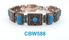 Turquoise Gemstone - Women Copper link high power magnetic bracelet CBW588