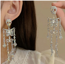 Skeleton earrings Halloween rhinestone fashion jewelry NEW Free Ship