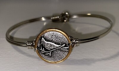 NIB Luca Danni I Am Always With You Silver Cardinal Bangle Bracelet MED  GOLD!