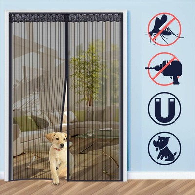 Magnet Fliegengitter Tür 110x215 Cm – Klebemontage Ohne Bohren, Moskitonetz Für Terrassen- & Balkontür, Weiß