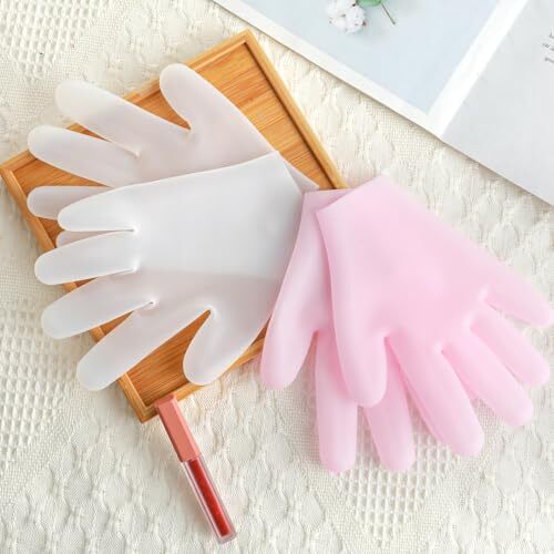 2 Pairs Silicone Moisturizing Gloves for Dry Hands Gel Spa Hydrating Gloves - Picture 4 of 9