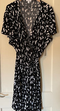 Nine West Women's Flutter Sleeve Wrap Dress Plus Size 4X NWT Black White