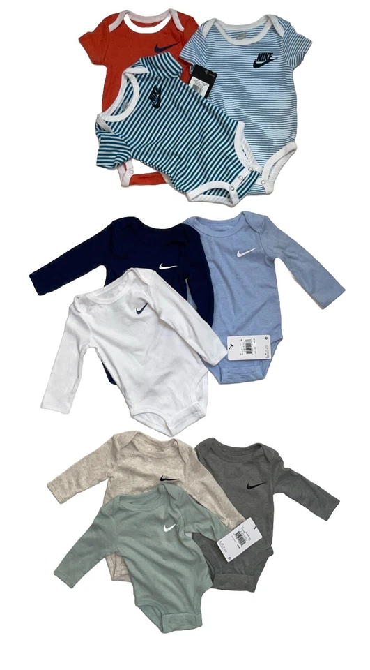 NIKE Body Bebé Paquete de 3 o 5; Tallas de 3 Meses a 24 Meses, *NUEVO CON ETIQUETAS* Foto 3 de 4