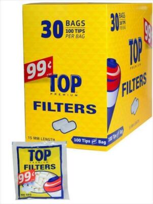 TOP Filter Tips 15MM - 15 Bags - Premium RYO Blue - 100 Tip Per Bag