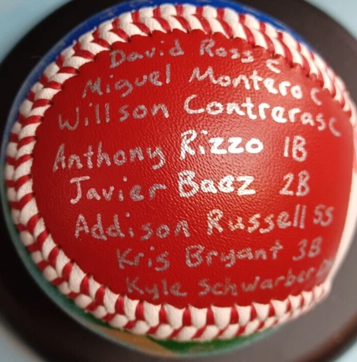 BÉISBOL PINTADO A MANO 2016 CHICAGO CUBS CAMPEONES DE LA SERIE MUNDIAL KRIS BRYANT + Foto 2 de 4