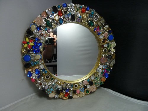Vintage Jewelry/ ROUND MIRROR Jewelry VINTAGE VANITY ONE OF A KIND RARE - Picture 5 of 8