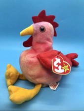 New TY BEANIE BABIES DOODLE THE ROOSTER Retired Vintage Toy Chicken 90s Rare NWT