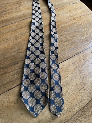 Jacques Fath Paris schwarze verzierte Seidenkrawatte maximale Breite 9 cm