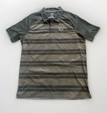 Oakley Polo Shirt Mens XL Black Striped Hydrolix Performance Golf Regular Fit