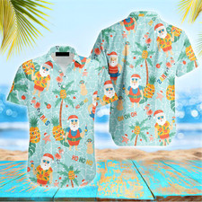 Santa Hohoho Its Time Christmas Design  Aloha Hawaiian Shirt
