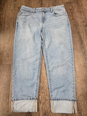 Talbots Everyday Relaxed Jeans Selene Wash Cuffed Stretch Size 10 Denim Crop