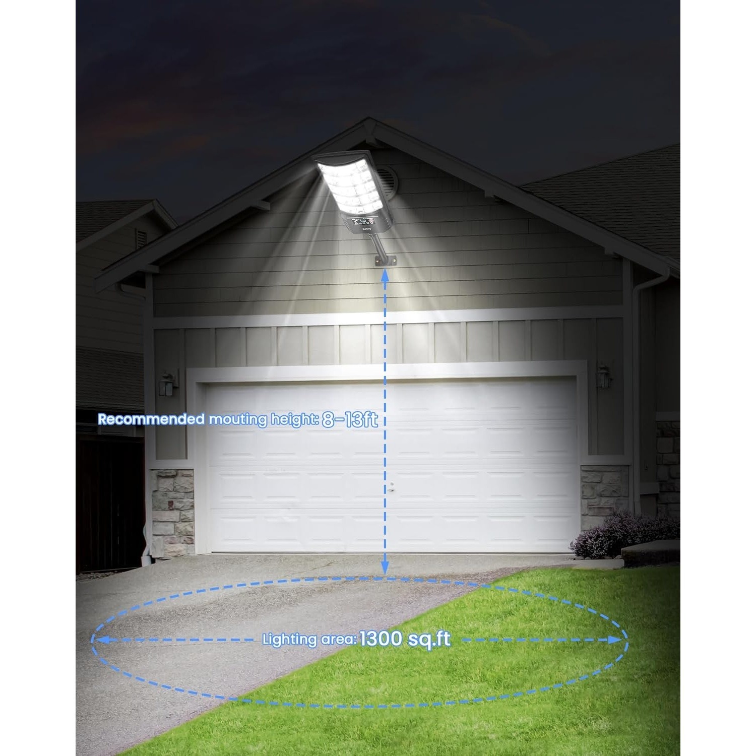 Gefolly Solar Street Light, 6500K LED, Motion Sensor, IP68 Outdoor Lamp