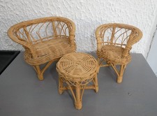 MEUBLES DE POUPEE SALON EN OSIER ROTIN