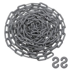 25 Feet Plastic Chain Link Safety Barrier Chain 0.8x1.4" Buckle Silver Tone