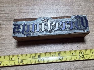 Vintage Letterpress Printing Block Greetings Christmas Old English Font