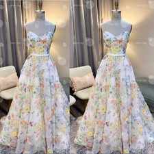Chiffon Wedding Dresses Strapless Floral Sleeveless Sweetheart Neck Bridal Gowns