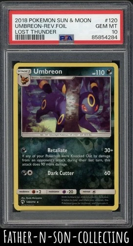 2018 UMBREON PSA 10 Lost Thunder REVERSE FOIL Pokemon SUN & MOON 120/214 POP 17