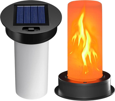 2 Pack Replacement Solar Light Tops with Flickering Flame, Waterproof Outdoor So