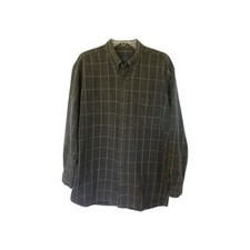 Vintage Izod Flannel Shirt 2 Button L Mens Long Sleeve Charcoal Check