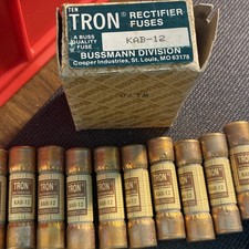 BOX OF 10 BUSS BUSSMANN TRON KAB-12- 12AMP, 250V, RECTIFIER FUSES Y-02