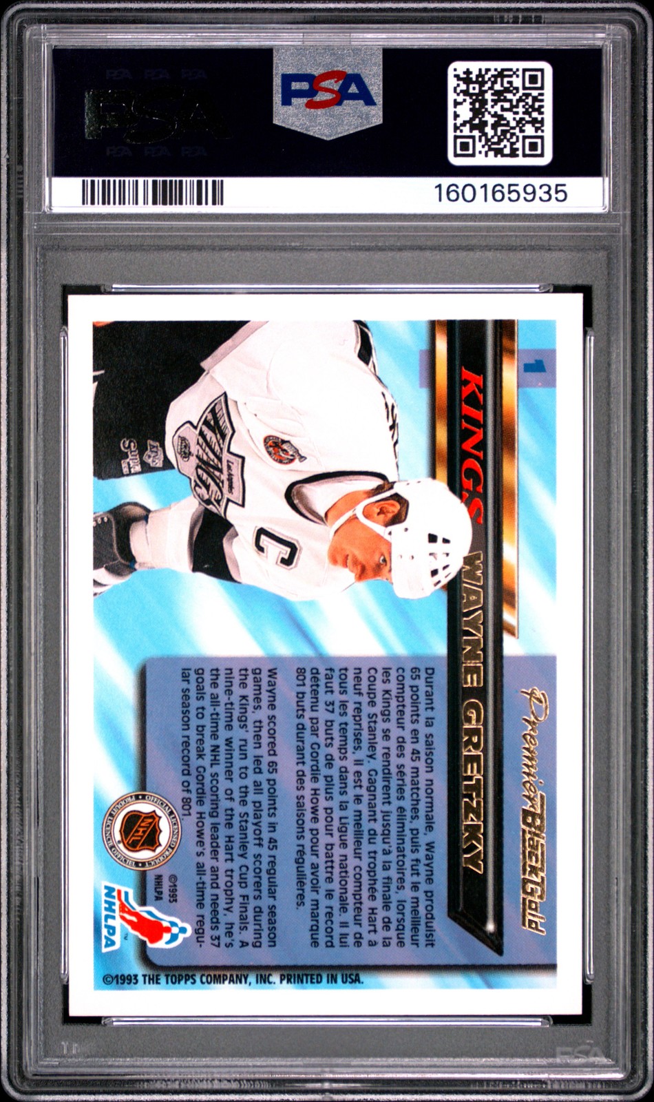 1993 O-PEE-CHEE PREMIER EDITION BLACK GOLD #1 WAYNE GRETZKY PSA 10 view 2