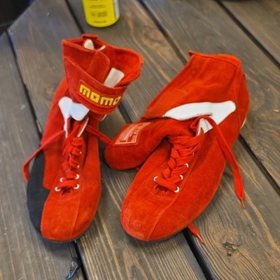 MOMO FIA Approved Racing Driving Shoes   Red/Black Suede Size 10-10.5