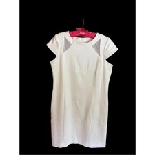Mario Serrani Italy white sheath dress w cap sleeves & back zipper women's sz 8