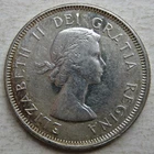 CANADA 1960 QUEEN ELIZABETH II/CARIBOU 80% SILVER  25 CENT COIN (KM# 52)