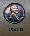 1941-D  Lincoln Cent - Vividly Toned Unc / Uncirculated (AO1)
