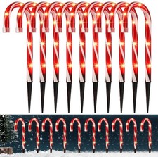 Cane Pathway Markers Lights Candy Canes Lights Outdoor 10 inch Set of 10Pack New
