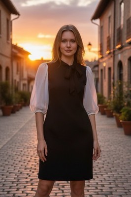 Calvin Klein Black Dress with Sheer Sleeves Size 8  134-V05