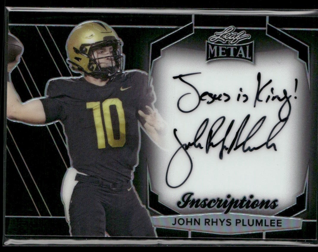 2024 Leaf Metal Inscriptions Black John Rhys Plumlee "Jesus Is King!" 19/100