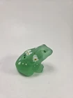 FENTON Frosted Green Frog Figurine Hand Painted Flowers  Artist V Cline