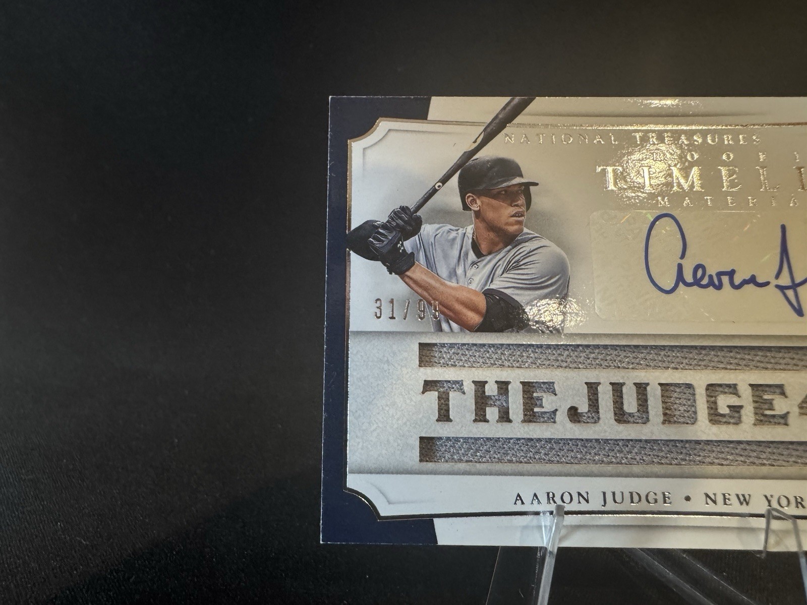 2017 National Treasures Aaron Judge Rookie Timeline Materials Patch Auto RC /99 view 4