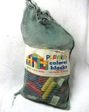 Vintage PLAYSKOOL Colored WOOD Blocks No. 640. Building Block Toys for Kids