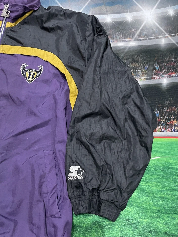 Vintage 90s Baltimore Ravens Starter Pro Line Windbreaker Jacket Sz 2XL - Image 3 of 4
