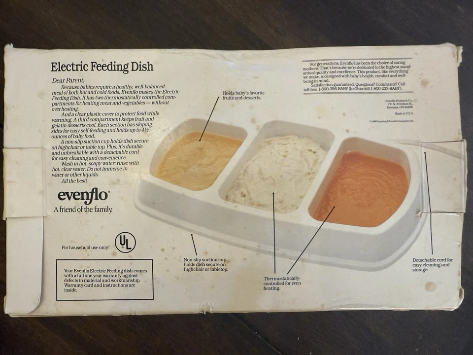 VTG Evenflo Electric Baby Feeding Dish 2 Heated Portions 1 Cold Bunny Designs - Image 2 of 4