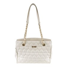 Vintage Moschino heart shape quilted calfskin Gold chain purse