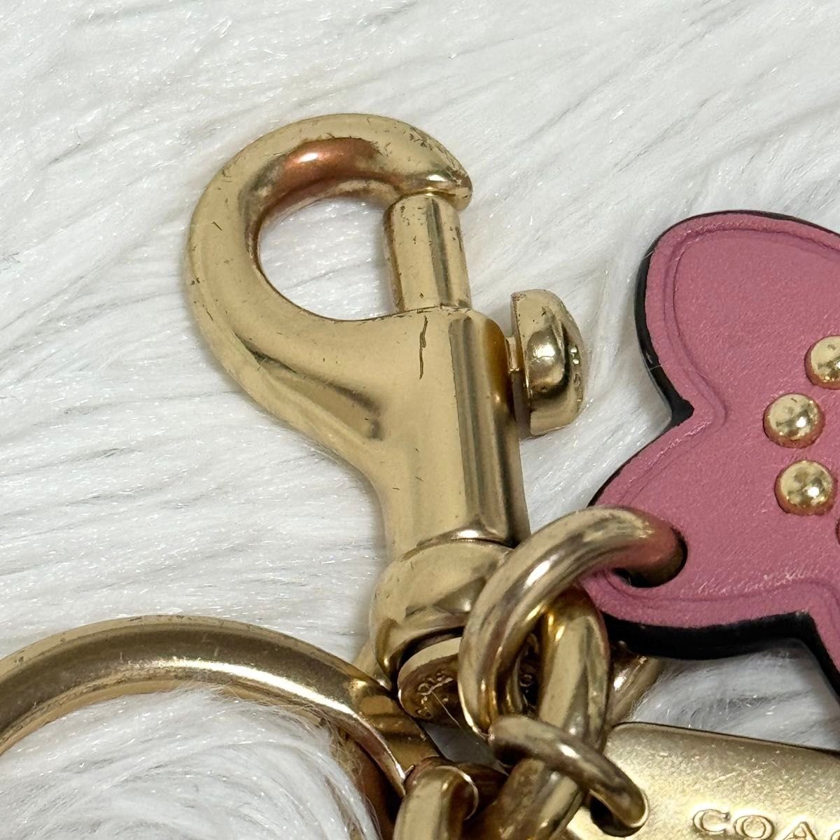 COACH Tea Rose Flower Bag Charm Sakura Pink Leather - Gem