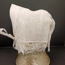 White Newborn Baby Bonnet Christening, Baptism, Wedding, Easter